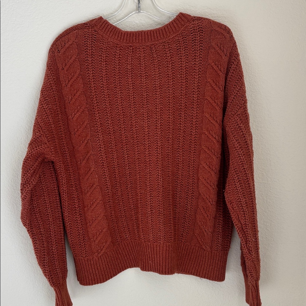 cupcakes & cashmere Women's Cable Knit Cardigan Brick Red Size Large - Picture 2 of 5